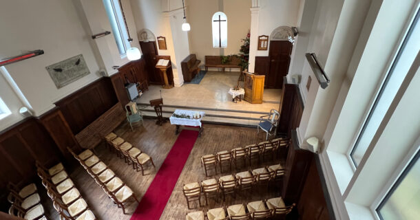 Intérieur du Temple de Meudon - vue depuis le balcon mis à disposition